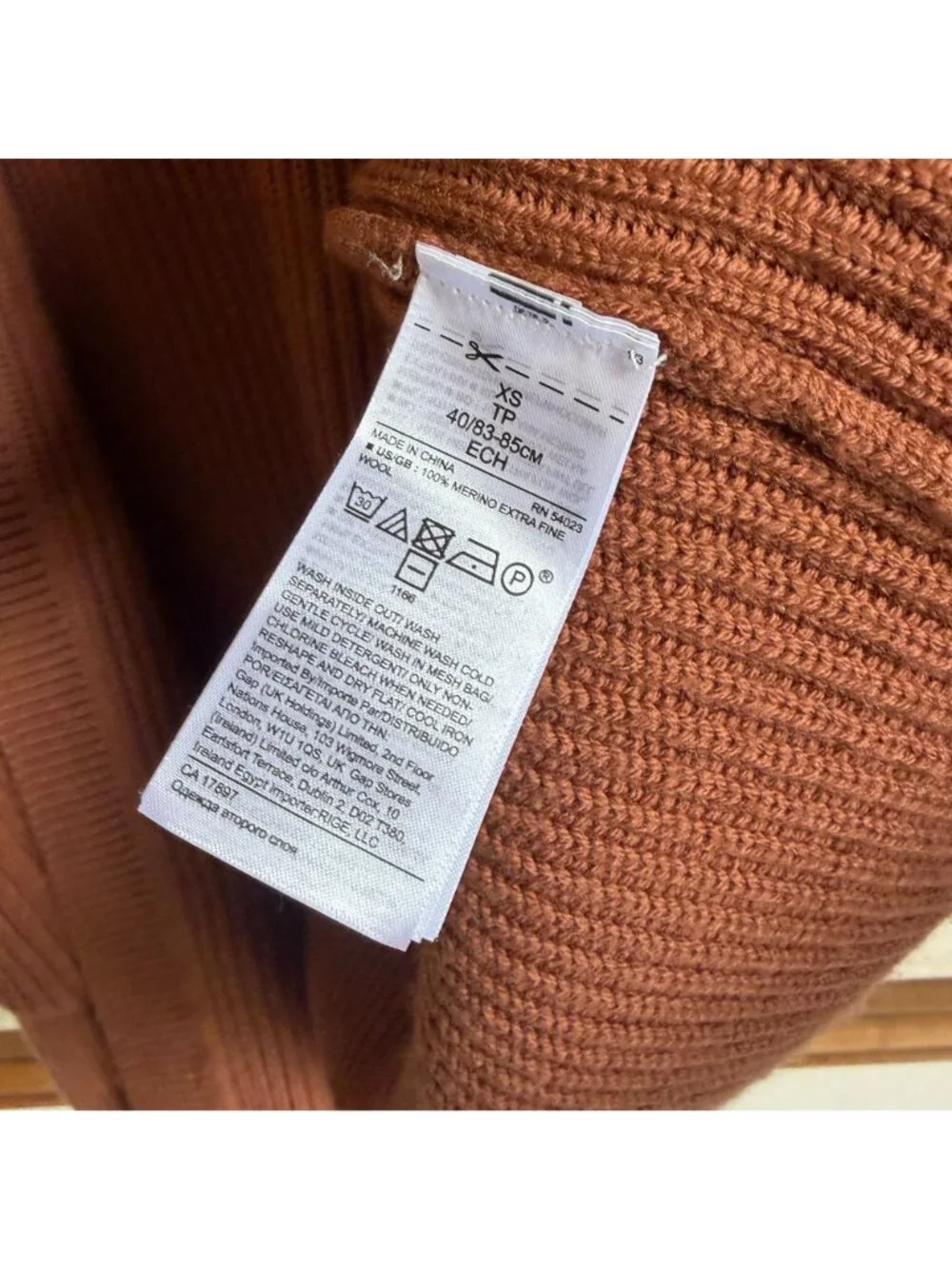 Banana Republic XS Brown Ribbed Cardigan 100% Merino Wool Open Hooded Pockets